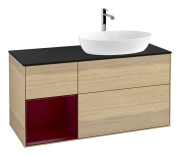 Тумба под раковину Villeroy & Boch Finion 120х50,1 см с подсветкой МДФ шпон дуба/стекло черное матовое G802HBPC