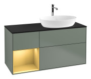 Тумба под раковину Villeroy & Boch Finion 120х50,1 см с подсветкой МДФ оливковый матовый лак/стекло черное матовое G802HFGM