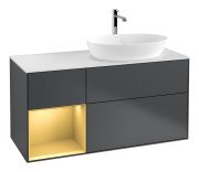 Тумба під раковину Villeroy & Boch Finion 120х50,1 см із підсвічуванням МДФ темно-синій матовий лак/скло біле матове G801HFHG