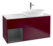 Тумба під раковину Villeroy & Boch Finion 120х50,1 см із підсвічуванням МДФ півонія матовий лак/скло біле матове G801HGHB