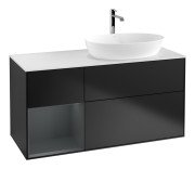 Тумба под раковину Villeroy & Boch Finion 120х50,1 см с подсветкой МДФ черный матовый лак/стекло белое матовое G801HGPD