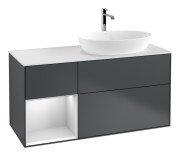 Тумба под раковину Villeroy & Boch Finion 120х50,1 см с подсветкой МДФ темно-синий матовый лак/стекло белое матовое G801MTHG