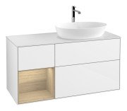 Тумба под раковину Villeroy & Boch Finion 120х50,1 см с подсветкой МДФ глянцевый белый лак/стекло белое матовое G801PCGF