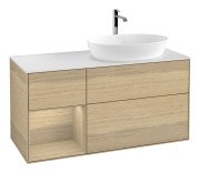 Тумба под раковину Villeroy & Boch Finion 120х50,1 см с подсветкой МДФ шпон дуба/стекло белое матовое G801PCPC