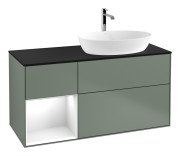 Тумба под раковину Villeroy & Boch Finion 120х50,1 см с подсветкой МДФ оливковый матовый лак/стекло черное матовое G802GFGM