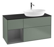 Тумба под раковину Villeroy & Boch Finion 120х50,1 см с подсветкой МДФ оливковый матовый лак/стекло черное матовое G802GKGM