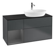 Тумба під раковину Villeroy & Boch Finion 120х50,1 см із підсвічуванням МДФ темно-синій матовий лак/скло чорне матове G802GKHG