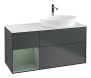 Тумба під раковину Villeroy & Boch Finion 120х50,1 см із підсвічуванням МДФ темно-синій матовий лак/скло біле матове G801GMHG