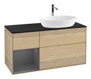 Тумба під раковину Villeroy & Boch Finion 120х50,1 см з підсвічуванням МДФ шпон дуба/скло чорне матове G802GKPC