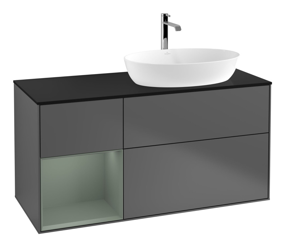 Тумба під раковину Villeroy & Boch Finion 120х50,1 см із підсвічуванням МДФ антрацит матовий лак/скло чорне матове G802GMGK