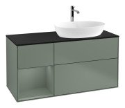 Тумба під раковину Villeroy & Boch Finion 120х50,1 см із підсвічуванням МДФ оливковий матовий лак/скло чорне матове G802GMGM