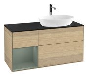 Тумба под раковину Villeroy & Boch Finion 120х50,1 см с подсветкой МДФ шпон дуба/стекло черное матовое G802GMPC