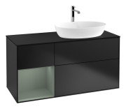 Тумба под раковину Villeroy & Boch Finion 120х50,1 см с подсветкой МДФ черный матовый лак/стекло черное матовое G802GMPD