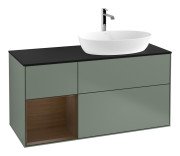 Тумба під раковину Villeroy & Boch Finion 120х50,1 см із підсвічуванням МДФ оливковий матовий лак/скло чорне матове G802GNGM