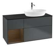 Тумба під раковину Villeroy & Boch Finion 120х50,1 см із підсвічуванням МДФ темно-синій матовий лак/скло чорне матове G802GNHG