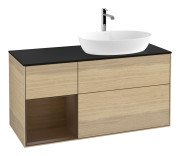 Тумба под раковину Villeroy & Boch Finion 120х50,1 см с подсветкой МДФ шпон дуба/стекло черное матовое G802GNPC