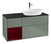 Тумба під раковину Villeroy & Boch Finion 120х50,1 см із підсвічуванням МДФ оливковий матовий лак/скло чорне матове G802HBGM