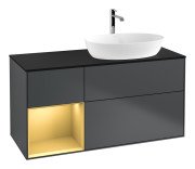 Тумба під раковину Villeroy & Boch Finion 120х50,1 см із підсвічуванням МДФ темно-синій матовий лак/скло чорне матове G802HFHG