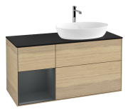 Тумба под раковину Villeroy & Boch Finion 120х50,1 см с подсветкой МДФ шпон дуба/стекло черное матовое G802HGPC