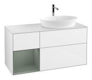 Тумба под раковину Villeroy & Boch Finion 120х50,1 см с подсветкой МДФ глянцевый белый лак/стекло белое матовое G801GMGF