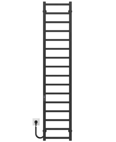 Электрический полотенцесушитель Deffi Forest П16 200х1600 левое подключение JD04 черный A.FR.160.20.16.E.B.L.2