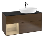 Тумба под раковину Villeroy & Boch Finion 120х50,1 см с подсветкой МДФ шпон грецкого ореха/стекло черное матовое G802PCGN