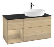 Тумба под раковину Villeroy & Boch Finion 120х50,1 см с подсветкой МДФ шпон дуба/стекло черное матовое G802PCPC