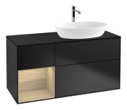 Тумба под раковину Villeroy & Boch Finion 120х50,1 см с подсветкой МДФ черный матовый лак/стекло черное матовое G802PCPD