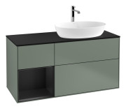 Тумба под раковину Villeroy & Boch Finion 120х50,1 см с подсветкой МДФ оливковый матовый лак/стекло черное матовое G802PDGM