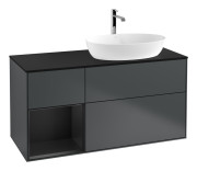 Тумба под раковину Villeroy & Boch Finion 120х50,1 см с подсветкой МДФ темно-синий матовый лак/стекло черное матовое G802PDHG