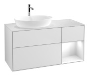 Тумба под раковину Villeroy & Boch Finion 120х50,1 см с подсветкой МДФ белый матовый лак/стекло белое матовое F811GFMT