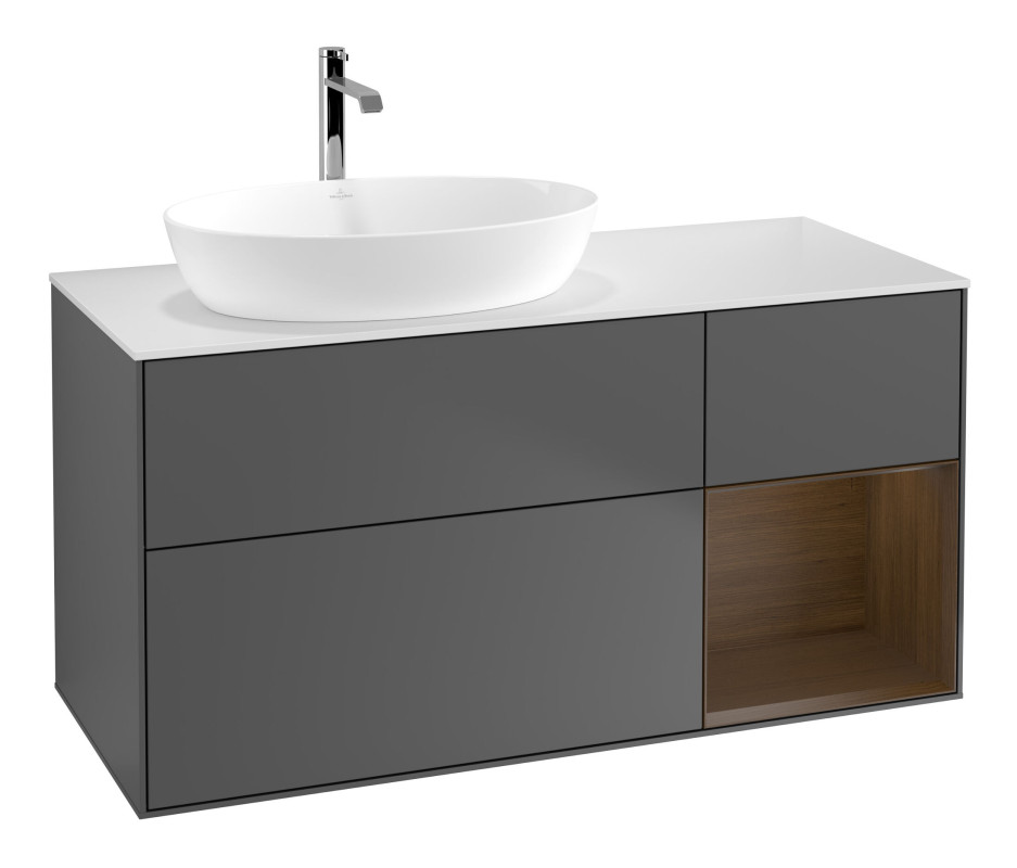 Тумба под раковину Villeroy & Boch Finion 120х50,1 см с подсветкой МДФ антрацит матовый лак/стекло белое матовое F811GNGK