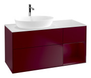 Тумба под раковину Villeroy & Boch Finion 120х50,1 см с подсветкой МДФ пион матовый лак/стекло белое матовое F811HBHB