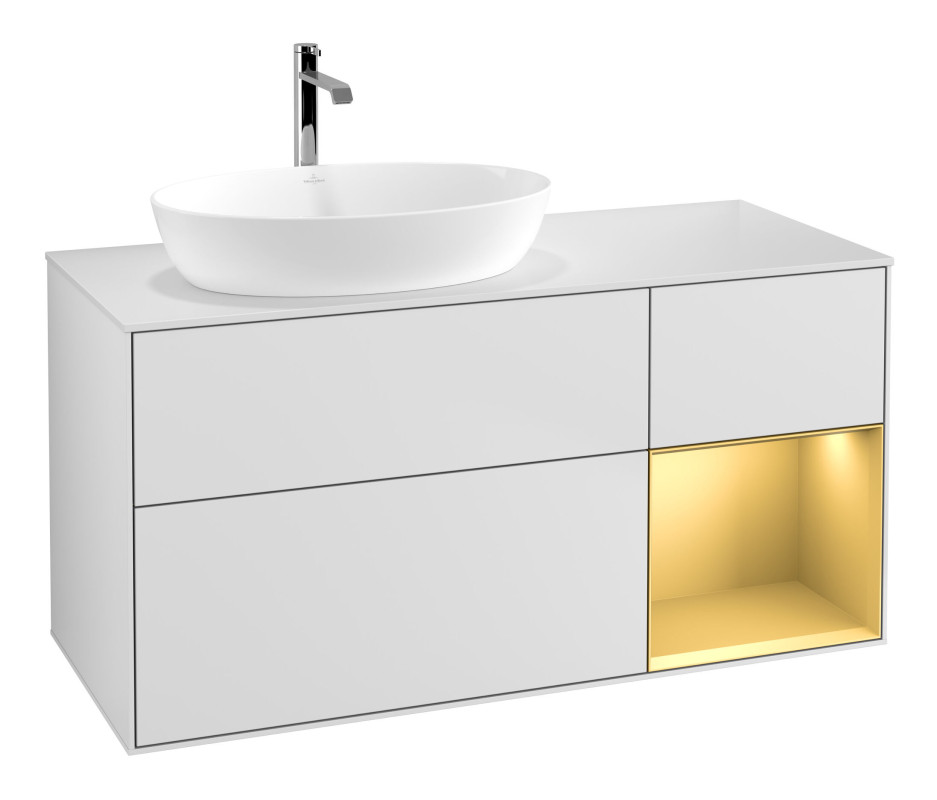 Тумба под раковину Villeroy & Boch Finion 120х50,1 см с подсветкой МДФ белый матовый лак/стекло белое матовое F811HFMT