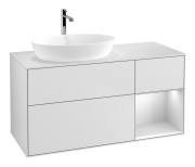 Тумба под раковину Villeroy & Boch Finion 120х50,1 см с подсветкой МДФ белый матовый лак/стекло белое матовое F811MTMT