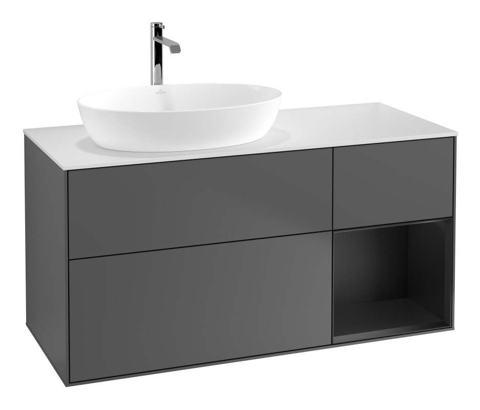 Тумба под раковину Villeroy & Boch Finion 120х50,1 см с подсветкой МДФ антрацит матовый лак/стекло белое матовое F811PDGK