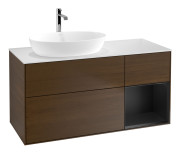 Тумба под раковину Villeroy & Boch Finion 120х50,1 см с подсветкой МДФ шпон грецкого ореха/стекло белое матовое F811PDGN