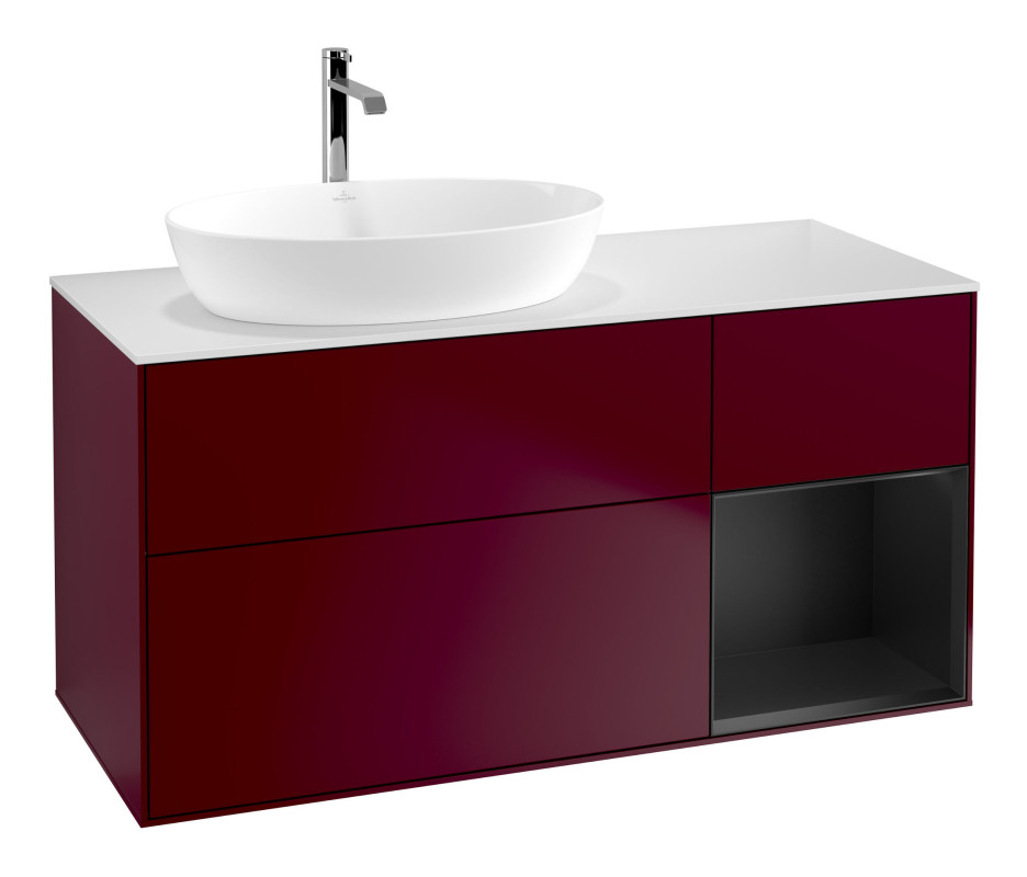 Тумба под раковину Villeroy & Boch Finion 120х50,1 см с подсветкой МДФ пион матовый лак/стекло белое матовое F811PDHB