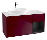 Тумба под раковину Villeroy & Boch Finion 120х50,1 см с подсветкой МДФ пион матовый лак/стекло белое матовое F811PDHB