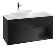 Тумба под раковину Villeroy & Boch Finion 120х50,1 см с подсветкой МДФ черный матовый лак/стекло белое матовое F811PDPD