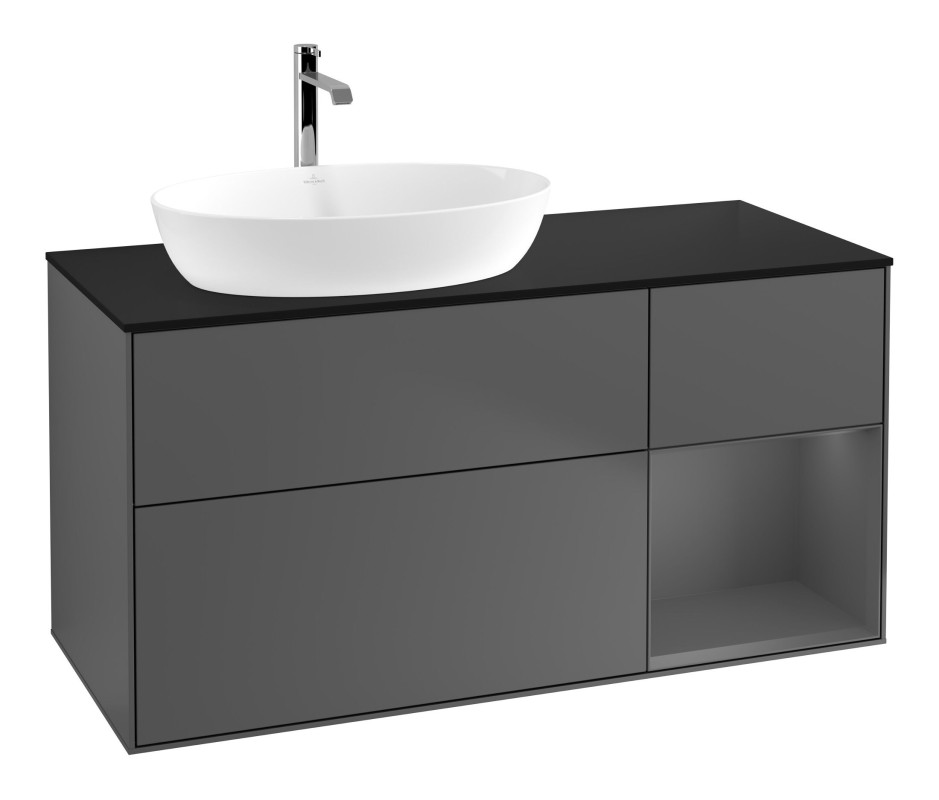 Тумба под раковину Villeroy & Boch Finion 120х50,1 см с подсветкой МДФ антрацит матовый лак/стекло черное матовое F812GKGK