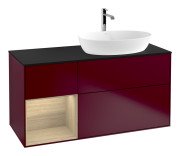 Тумба під раковину Villeroy & Boch Finion 120х50,1 см із підсвічуванням МДФ півонія матовий лак/скло чорне матове GG802PCHB