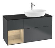 Тумба під раковину Villeroy & Boch Finion 120х50,1 см із підсвічуванням МДФ темно-синій матовий лак/скло чорне матове G802PCHG