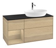 Тумба під раковину Villeroy & Boch Finion 120х50,1 см з підсвічуванням МДФ шпон дуба/скло чорне матове G802PCPC