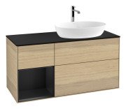 Тумба под раковину Villeroy & Boch Finion 120х50,1 см с подсветкой МДФ шпон дуба/стекло черное матовое G802PDPC