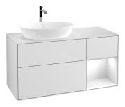 Тумба під раковину Villeroy & Boch Finion 120х50,1 см із підсвічуванням МДФ білий матовий лак/скло біле матове F811GFMT