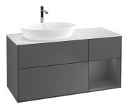 Тумба під раковину Villeroy & Boch Finion 120х50,1 см із підсвічуванням МДФ антрацит матовий лак/скло біле матове F811GKGK