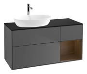 Тумба під раковину Villeroy & Boch Finion 120х50,1 см із підсвічуванням МДФ антрацит матовий лак/скло чорне матове F812GNGK