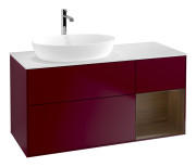Тумба под раковину Villeroy & Boch Finion 120х50,1 см с подсветкой МДФ пион матовый лак/стекло белое матовое F811GNHB