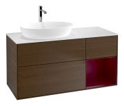 Тумба под раковину Villeroy & Boch Finion 120х50,1 см с подсветкой МДФ шпон грецкого ореха/стекло белое матовое F811HBGN